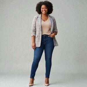 Peacebird Plaid Peaked Collar Blazer